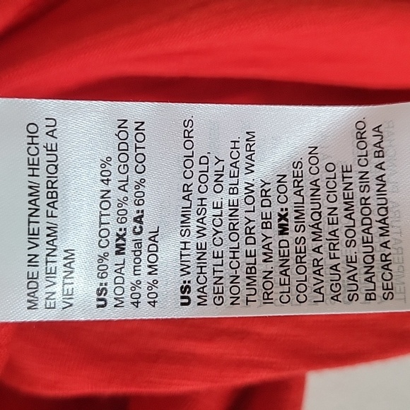 Chico's Tomato Red Slub Knit Tshirt Dress High Low Hem Size Large - Picture 8 of 8